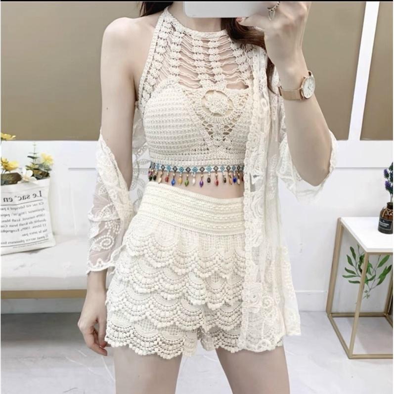 20-Set bikini ren đi biển 3 món