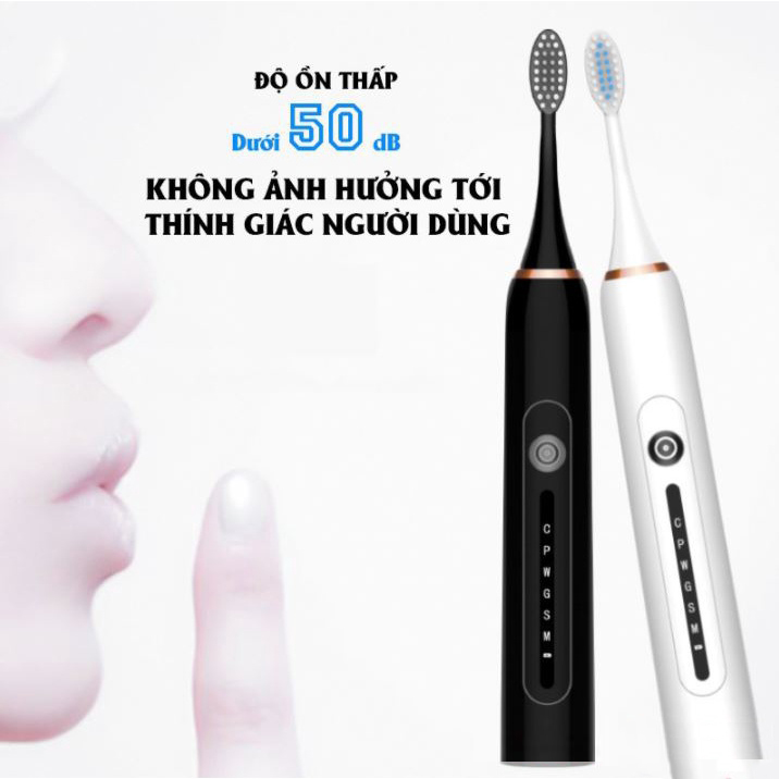 Bàn chải điện tự động đánh răng Sonic X7 KÈM 3 ĐẦU BÀN CHẢI - Công nghệ sạc 1 lần dùng 1 tháng - Phù hợp mọi lứa tuổi từ trẻ em đến người cao tuổi , an toàn bảo vệ nướu