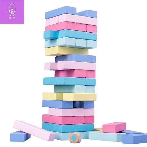 Đồ Chơi Rút Gỗ Màu, Số, Loại Lớn Kèm Xúc Xắc Cho Bé - Đồ Chơi Giáo Dục Thông Minh Trí Tuệ