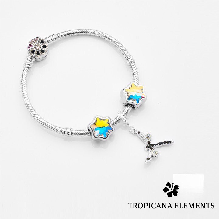 Vòng Tay Tropicana Phối Charm Swarovski Chuồn Chuồn