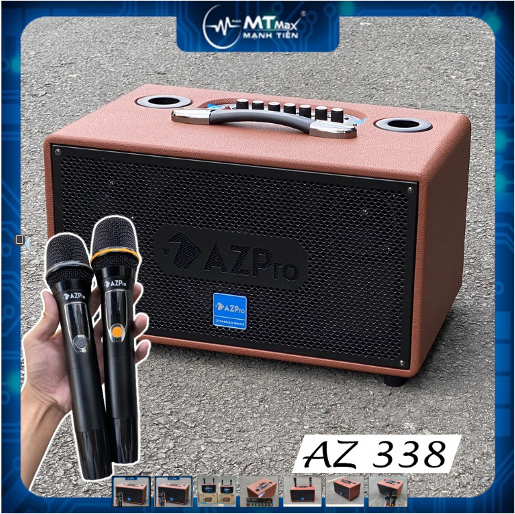 Loa kéo di động AZPro AZ-336 Bass 16 kèm 2 Micro không dây kim loại .Chiếc loa AZ-336 với thiết kế mạnh mẽ vỏ gỗ bọc da tổng hợp, sang trọng, loa bass chắc, âm thanh hơn hẳn các loa ngang tầm giá.