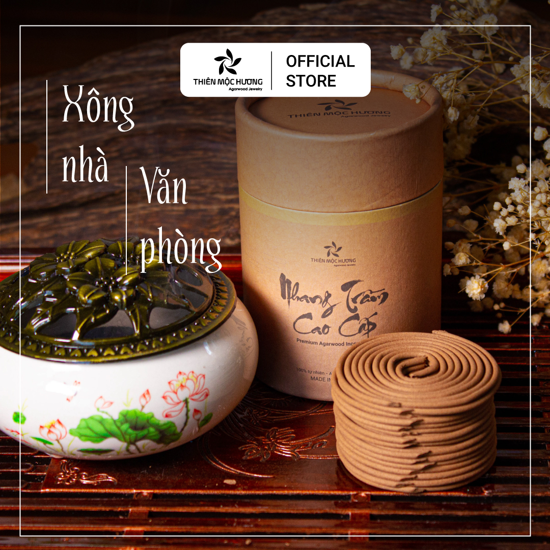 Nhang khoanh trầm hương tự nhiên - 40 khoanh - Thơm dịu nhẹ, lưu hương đến 3 giờ - Thiên Mộc Hương