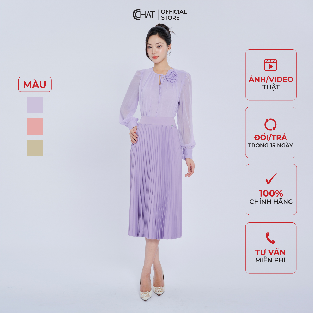 Áo Kiểu Nữ Dáng Suông Cổ V Xếp Chất Voan Cao Cấp Mềm Mịn 13ADV2005ST