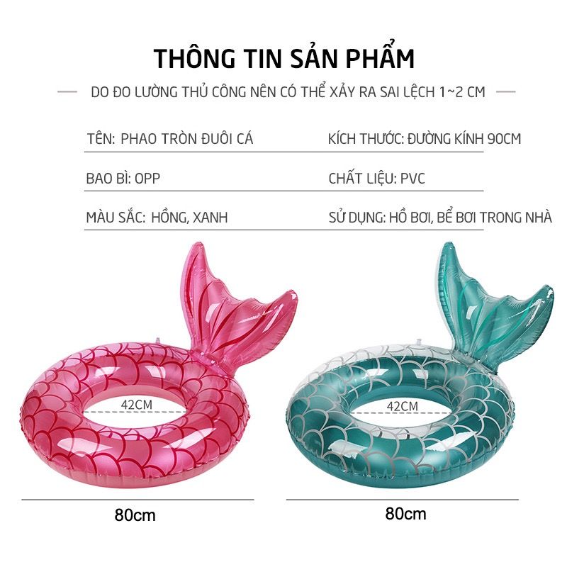 Phao bơi tròn đuôi cá PVC 80cm