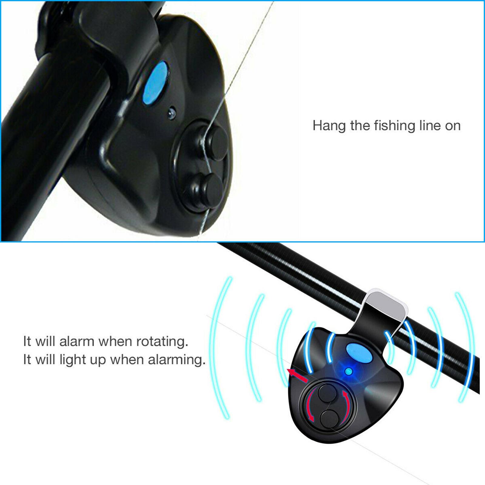 Electronic LED Fishing Bite Alarm Light Sound Alert Bell Clip On Fishing Alertor