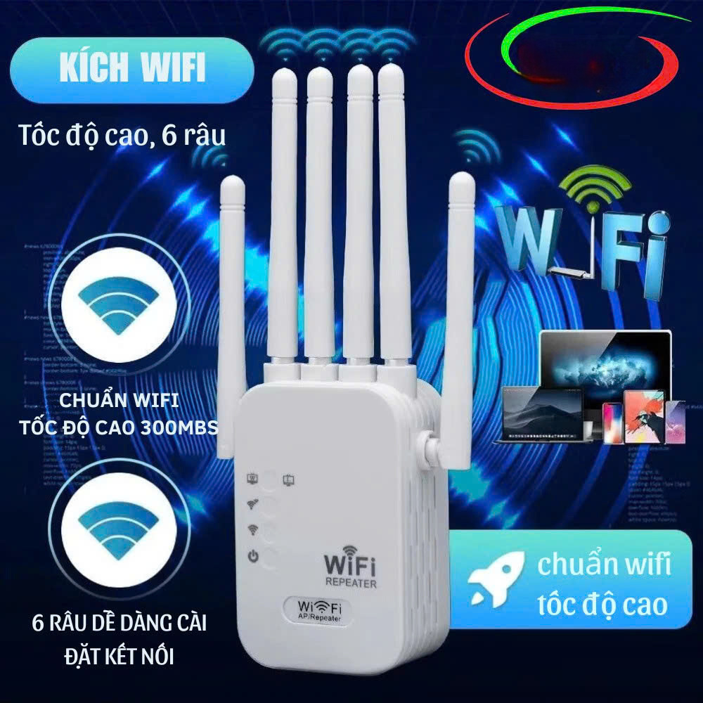 Bộ Kích Sóng Wifi Tốc Độ Cao 6 Râu 50M Thiết Bị Mở Rộng Sóng Bao Phủ Căn Nhà, Văn Phòng - Hàng Nhập Khẩu
