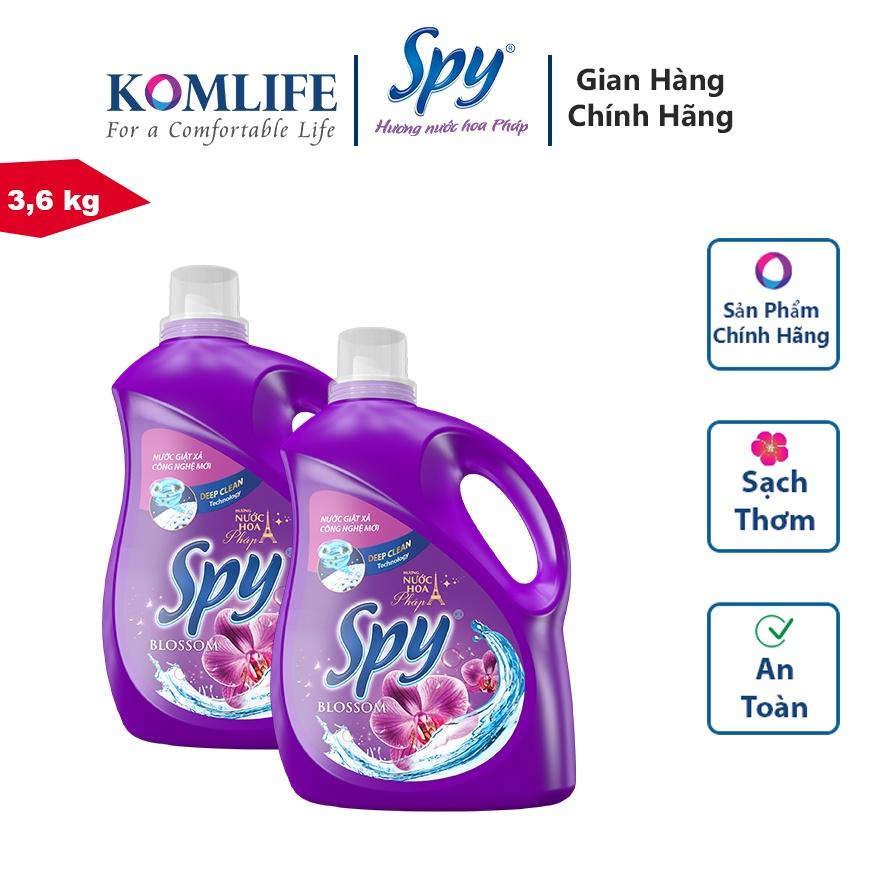 Can nước giặt xả 3,6 kg SPY Deep Clean hương hoa Tím sạch sâu, thơm lâu giúp làm mềm vải