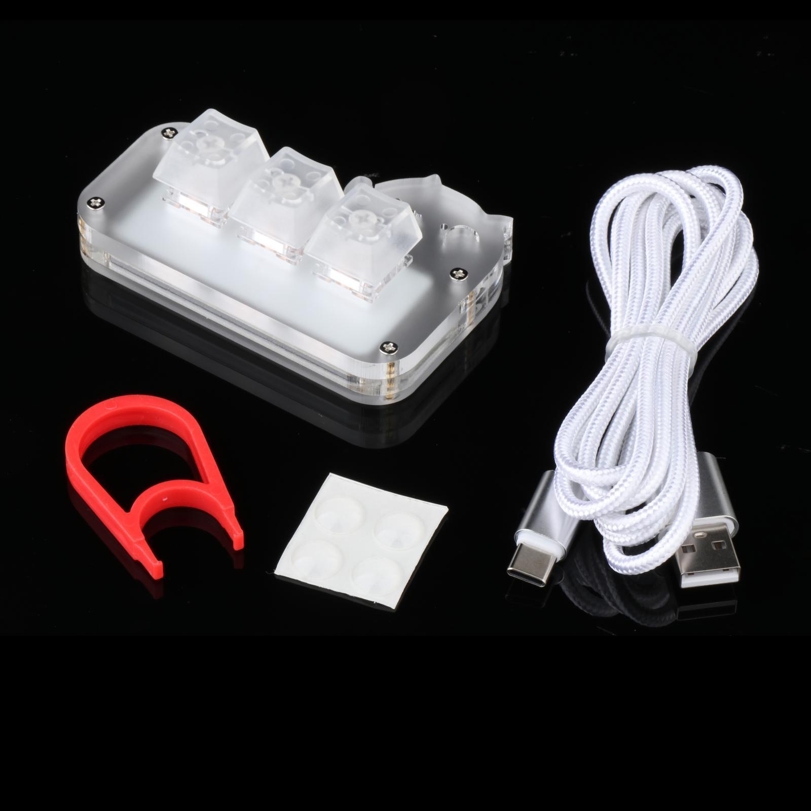 Mini 3 Key Game Keypad RGB LED Backlit Transparent Keycap