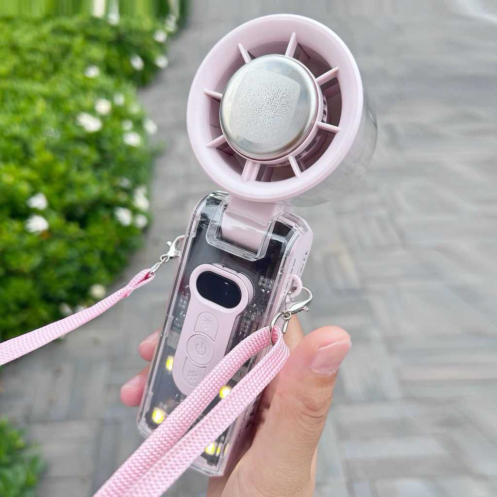 Quạt Sò Lạnh Gấp Gọn 3000Mah Fc08 Với 7 Cánh Quạt 100 Cấp Gió, Màn Hình Led Vỏ Trong Suốt