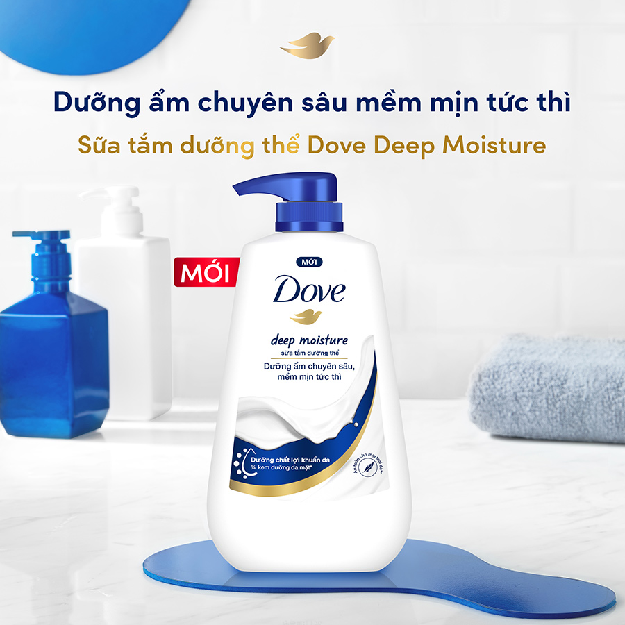 Sữa tắm dưỡng thể Dove Deep Moisture Dưỡng ẩm chuyên sâu với dưỡng chất lợi khuẩn da 500g
