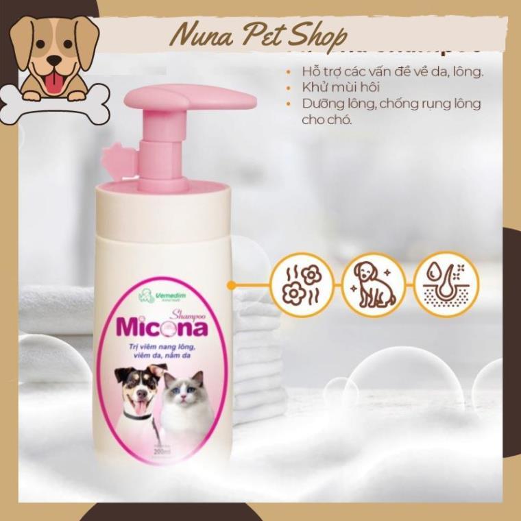 Sữa tắm cho chó mèo viêm nang lông, viêm da, nấm da Micona 200ml