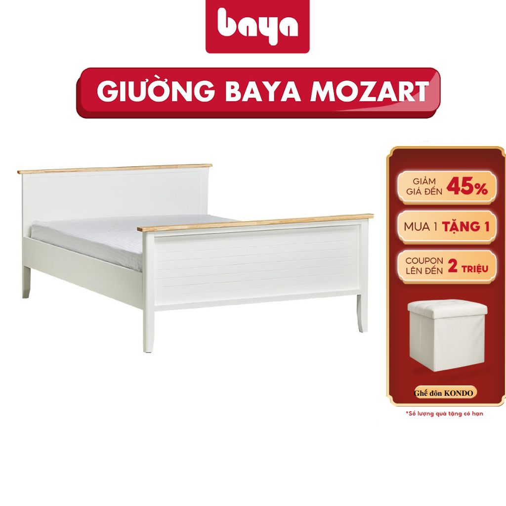 Giường Ngủ Đơn Phong Cách Hiện Đại BAYA MOZART Thiết Kế Tối Giản Mà Sang Trọng Với Phần Chân Và Khung Giường Làm Từ Chất Liệu Gỗ Cao Su Bền Chắc 2000100