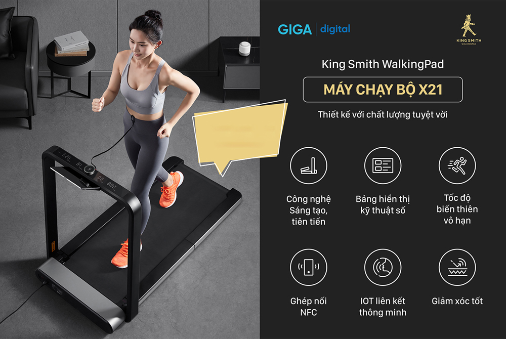 Máy chạy bộ thông minh Kingsmith X21 Bản Quốc Tế (WalkingPad Treadmill X21) - TRX21F Hàng Chính Hãng