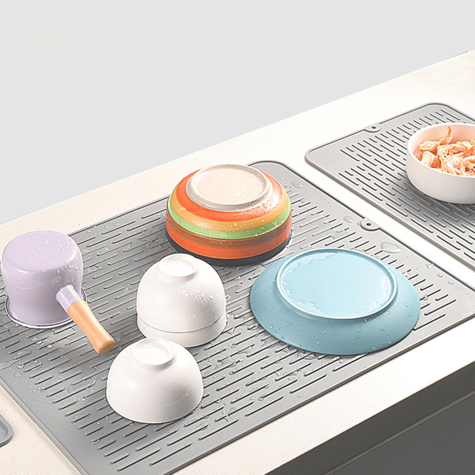 Silicone Fast Sink Drying Mat Heat Resistant 45x40cm Dish Draining Mat