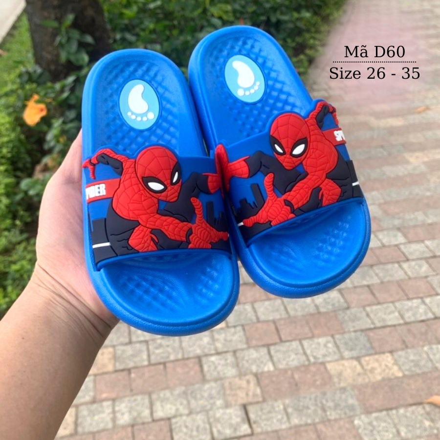 Dép siêu nhân spiderman cho bé trai quai ngang nhựa cao cấp êm nhẹ đi trong nhà đi biển mùa hè cho trẻ em 3 - 8 tuổi D60