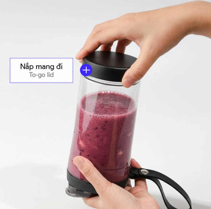 Máy xay sinh tố cầm tay LocknLock Powerful portable blender EJJ356BLK, dung tích 600ml - Màu đen - Hàng chính hãng