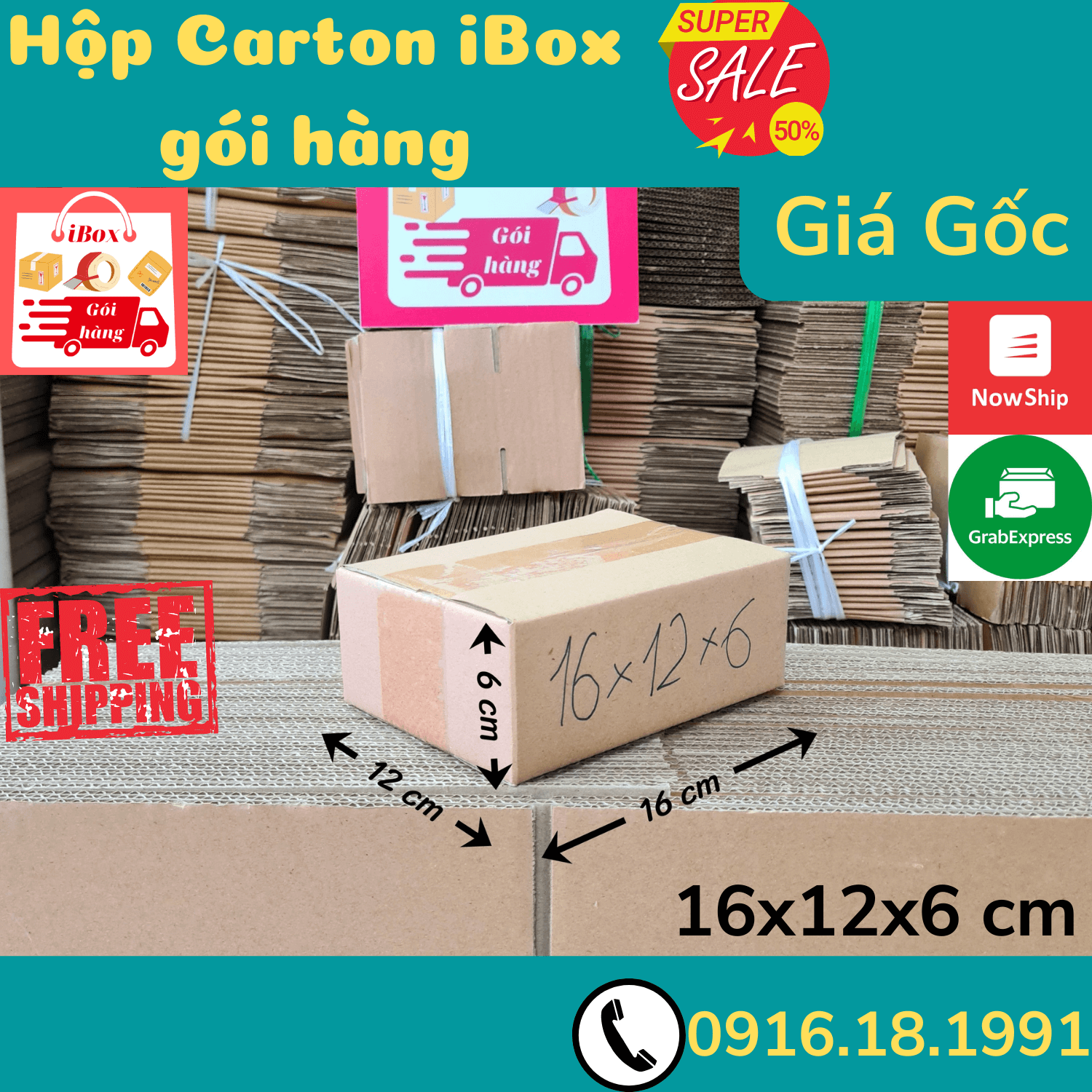 16x12x6 Combo 20 hộp Carton iBox gói hàng