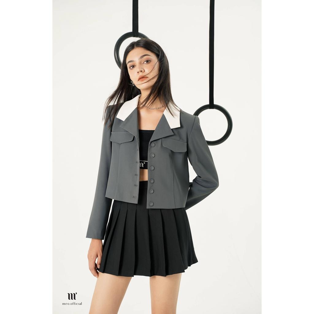 Áo blazer croptop nữ Méo shop dài tay phối nắp túi Floye