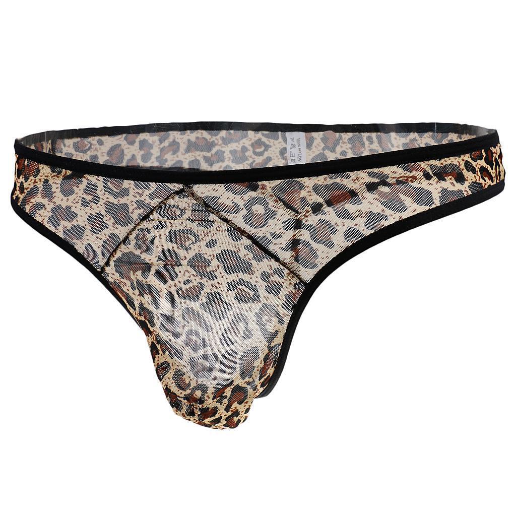 Men's Sexy Leopard Pouch G-string Underwear Briefs Thong Panties Low Rise