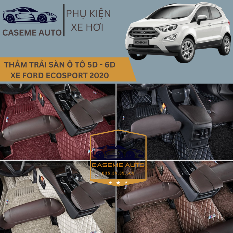 Thảm Trải Sàn, Lót Sàn Ô Tô 5D 6D Thiết Kế Theo Xe FORD ECOSPORT 2020 Chống Nước, Không Mùi - MẪU QUẢ TRÁM - Hàng Chính Hãng