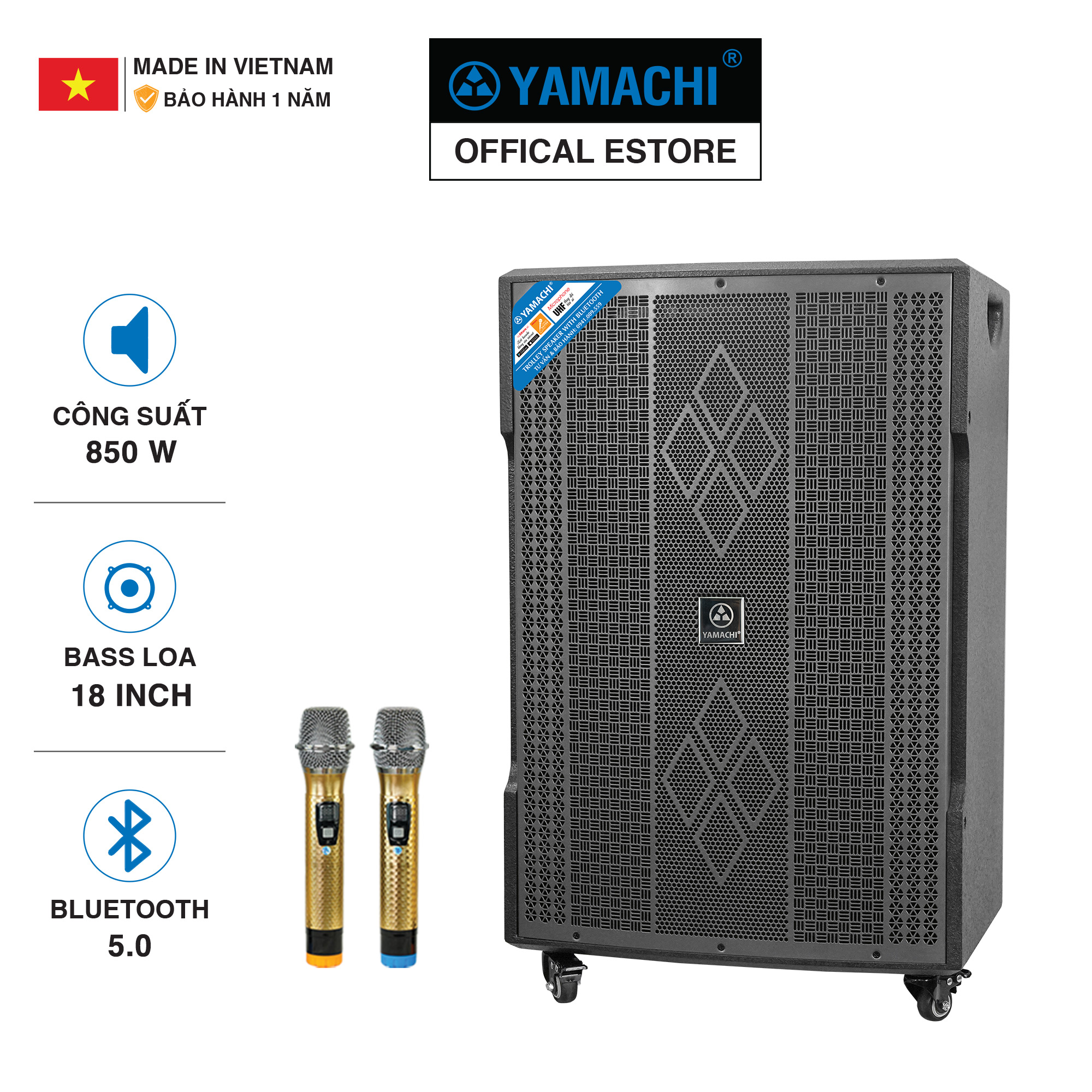 Loa karaoke công suất lớn KS-18000A bass 5 tấc, 850W. Loa YAMACHI 3 đường tiếng cực hay-Hàng chính hãng ( Sản xuất tại Việt Nam )- BH 12 THÁNG - HÀNG CHÍNH HÃNG