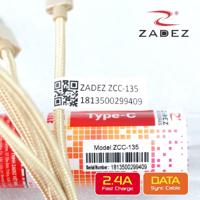 Cáp sạc Type C Zadez ZCC-135-Hàng chính hãng