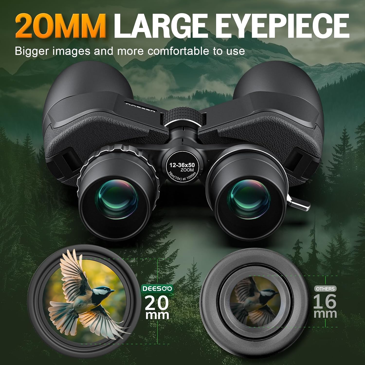 Ống nhòm hai mắt phóng đại lớn Terino BZ-1050HD new (lăng kính BAK4, HD, độ phóng đại lớn zoom 12x-36x, thấu kính FMC, màu đen) - Hàng chính hãng