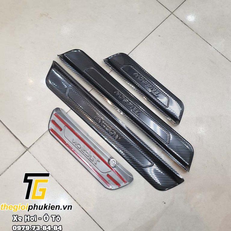 Bộ Ốp bậc cửa, Nẹp bước chân carbon, cacbon Hyundai Tucson 2022