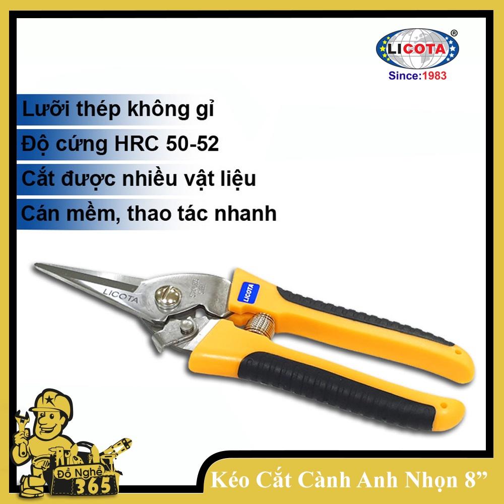 Kéo cắt cành kiểu Anh 8" mỏ nhọn Licota