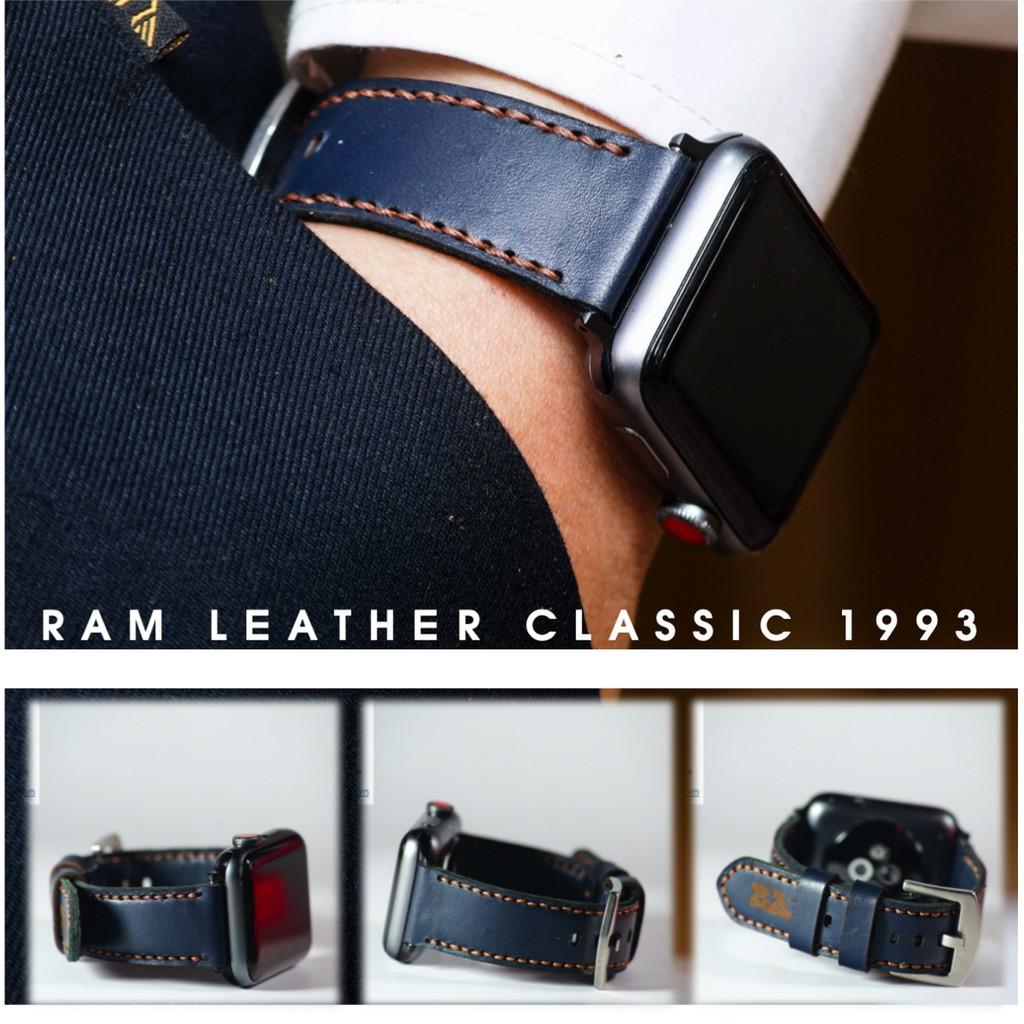 Dây đồng hồ RAM Leather cho apple watch da dê xanh navy - RAM classic 1993 (tặng khóa, chốt, cây thay dây)