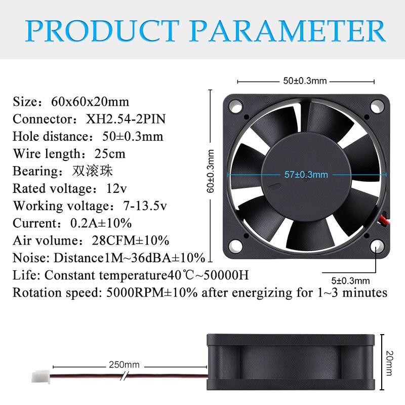 1Pcs/Lot Gdstime DC 14V 60mmx1mm 60mm Dual Ball Brushless Industrial Case Cooling Fan 601 6cm 3D Printer Axial Exhaust Cooler