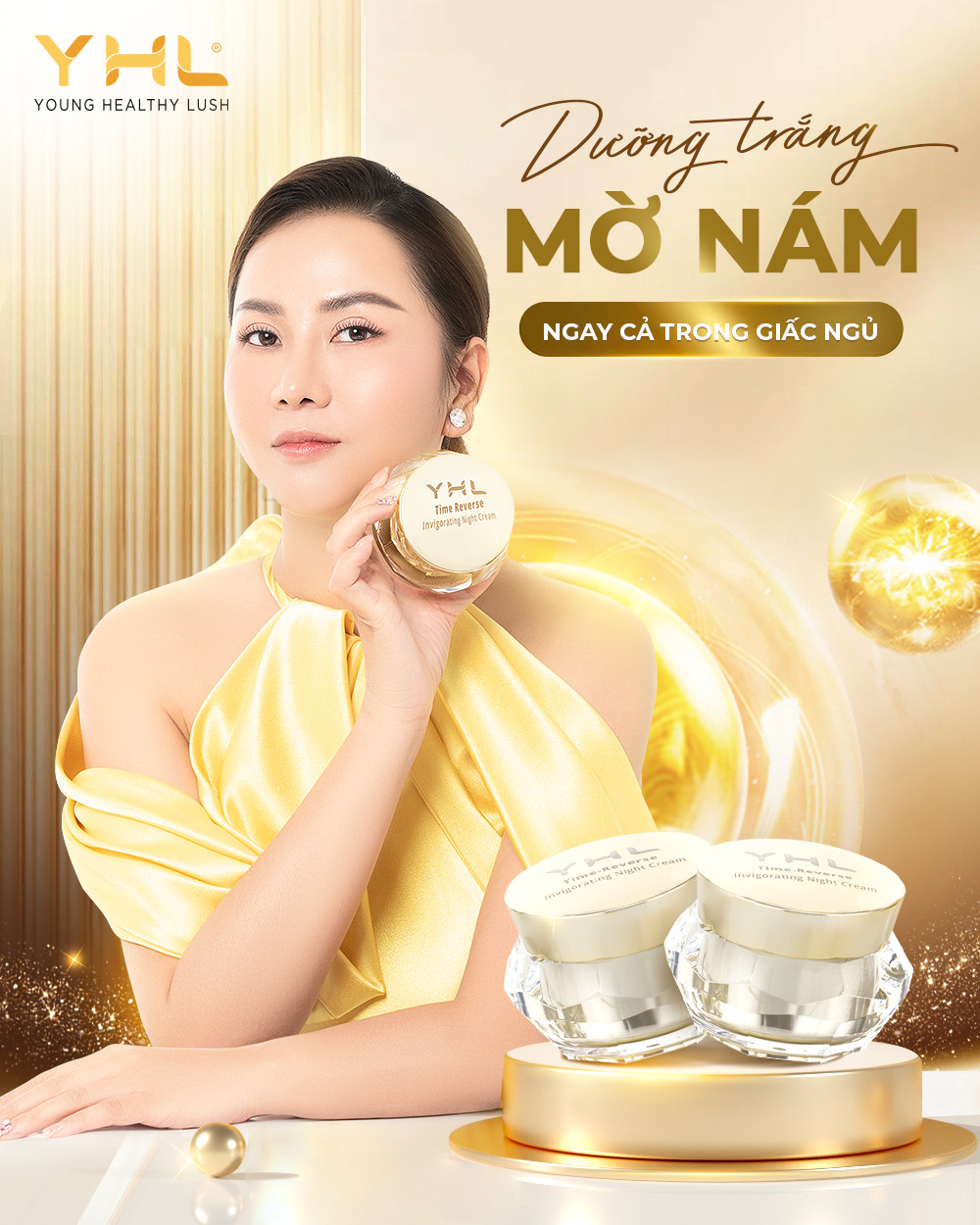 Kem kim cương dưỡng trắng da mờ nám YHL Hàn Quốc