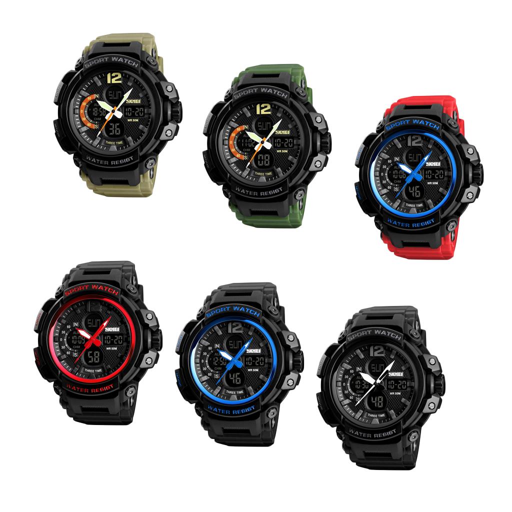 5ATM Waterproof Multifunction Digital Watch Electronic Waterproof Alarm Calendar Quartz Sports Wristwatch