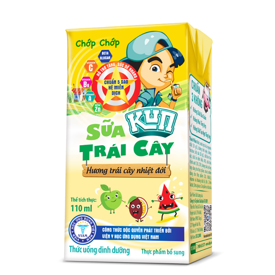 Thùng 48 hộp Sữa trái cây nhiệt đới KUN 110ml/hộp