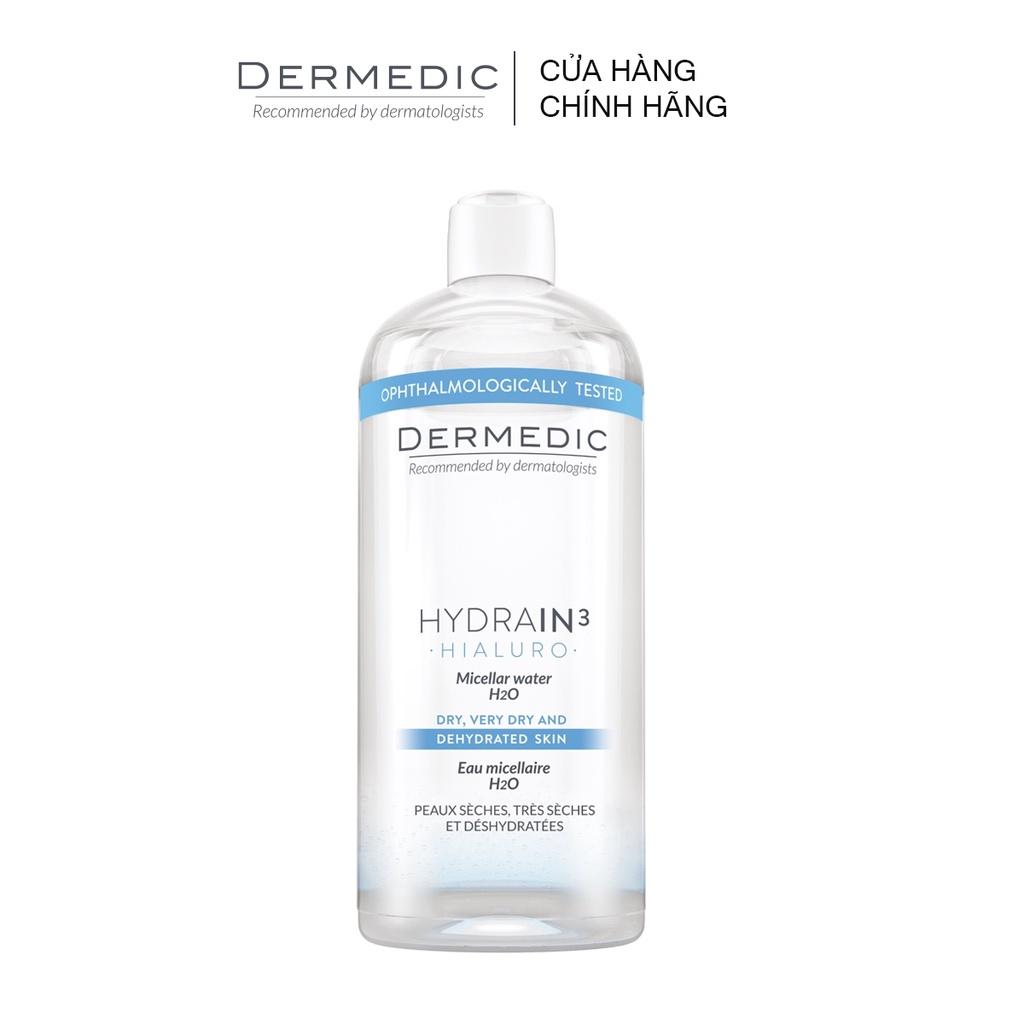 Nước tẩy trang Dermedic 2 in 1 cho da khô cấp ẩm HA Hydrain3 Hialuro Micellar water H2O 500 ml