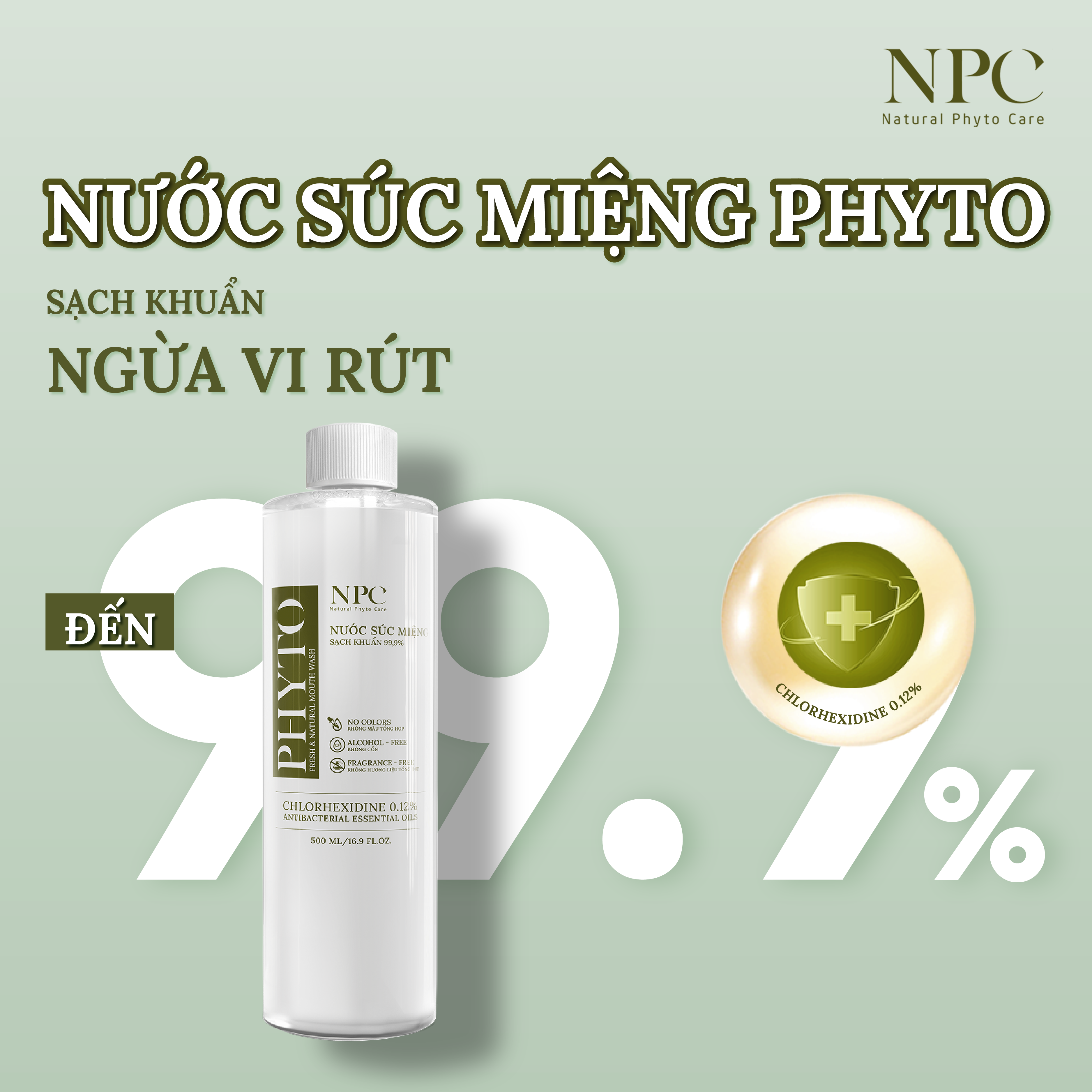 Nước súc miệng Phyto làm sạch khoang miệng 99.9%, tinh dầu thiên nhiên