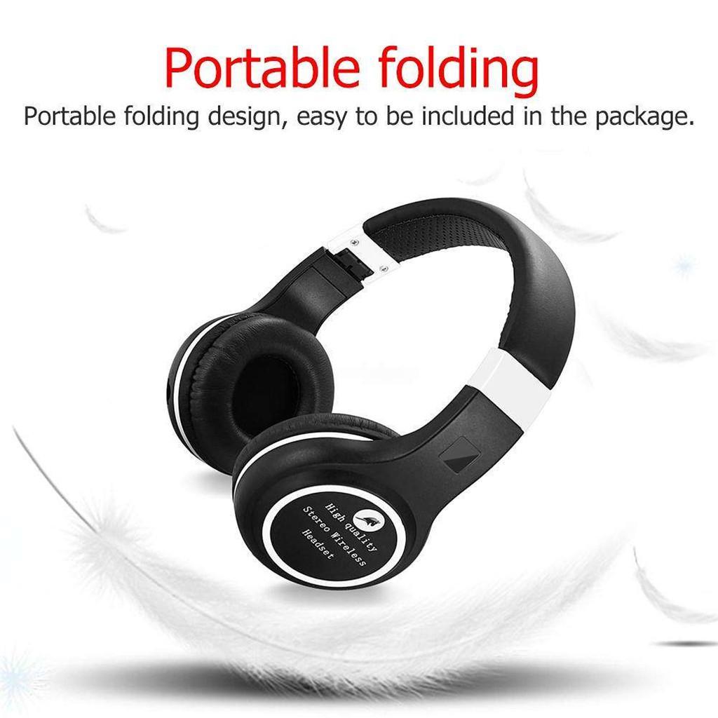 Folding Stretch Stereo Earphones Wireless Bluetooth Headset Headphone Black