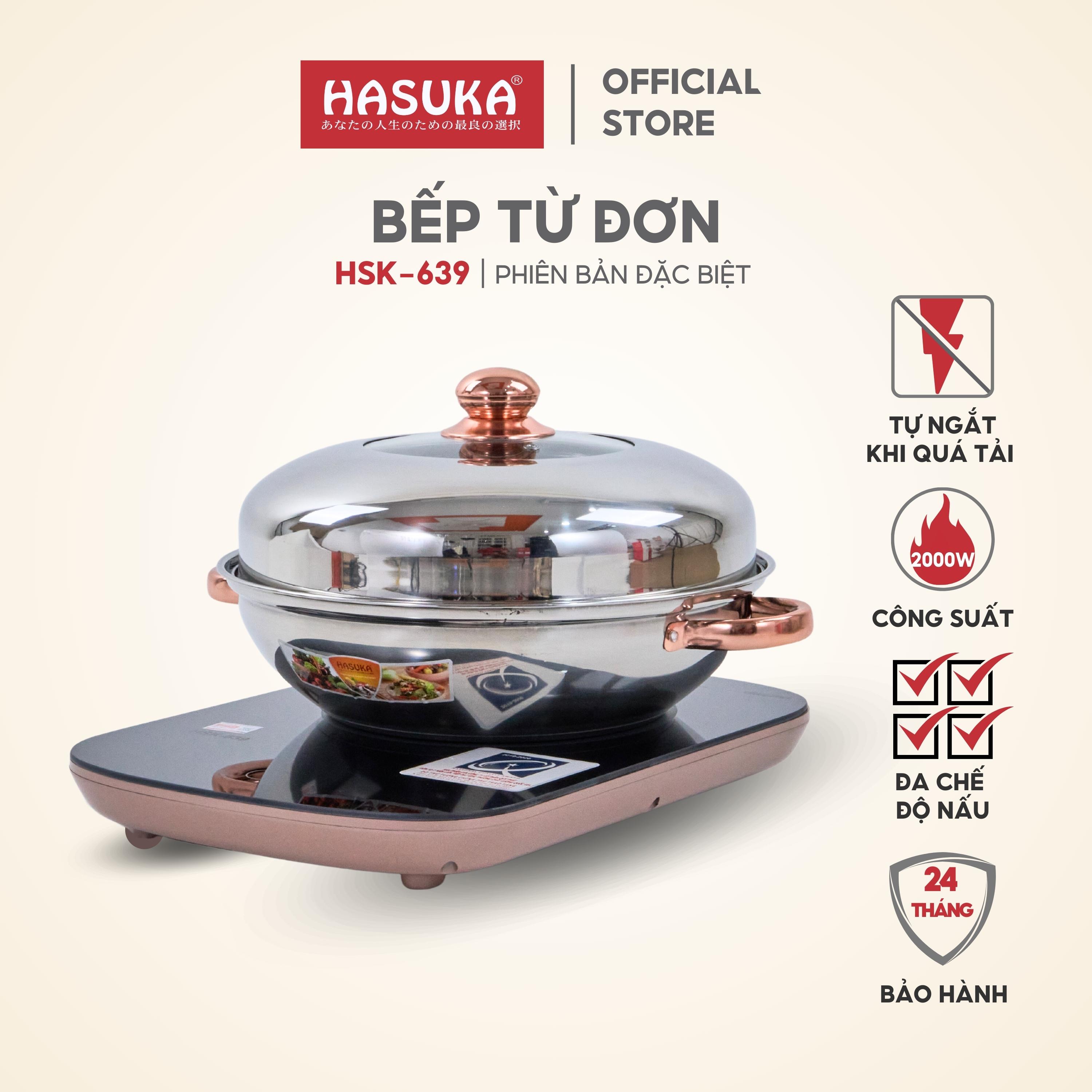 Bếp từ đơn HASUKA HSK-639 công suất 2000W- Mặt kính siêu bền, chịu lực, chịu nhiệt cao và dễ dàng làm sạch - HÀNG CHÍNH HÃNG