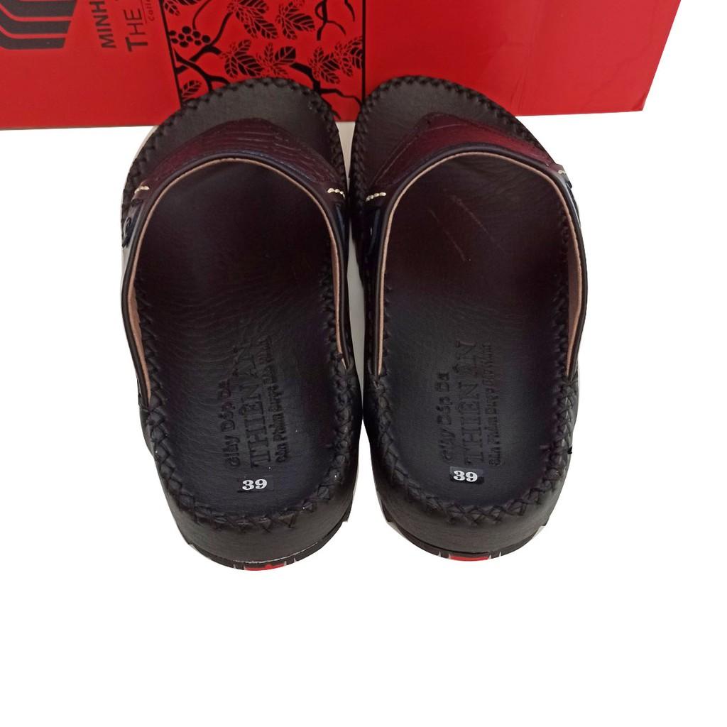 Dép xỏ ngón nam D92 chất liệu da bò đắp vảy rồng bản rộng cá tính thời trang