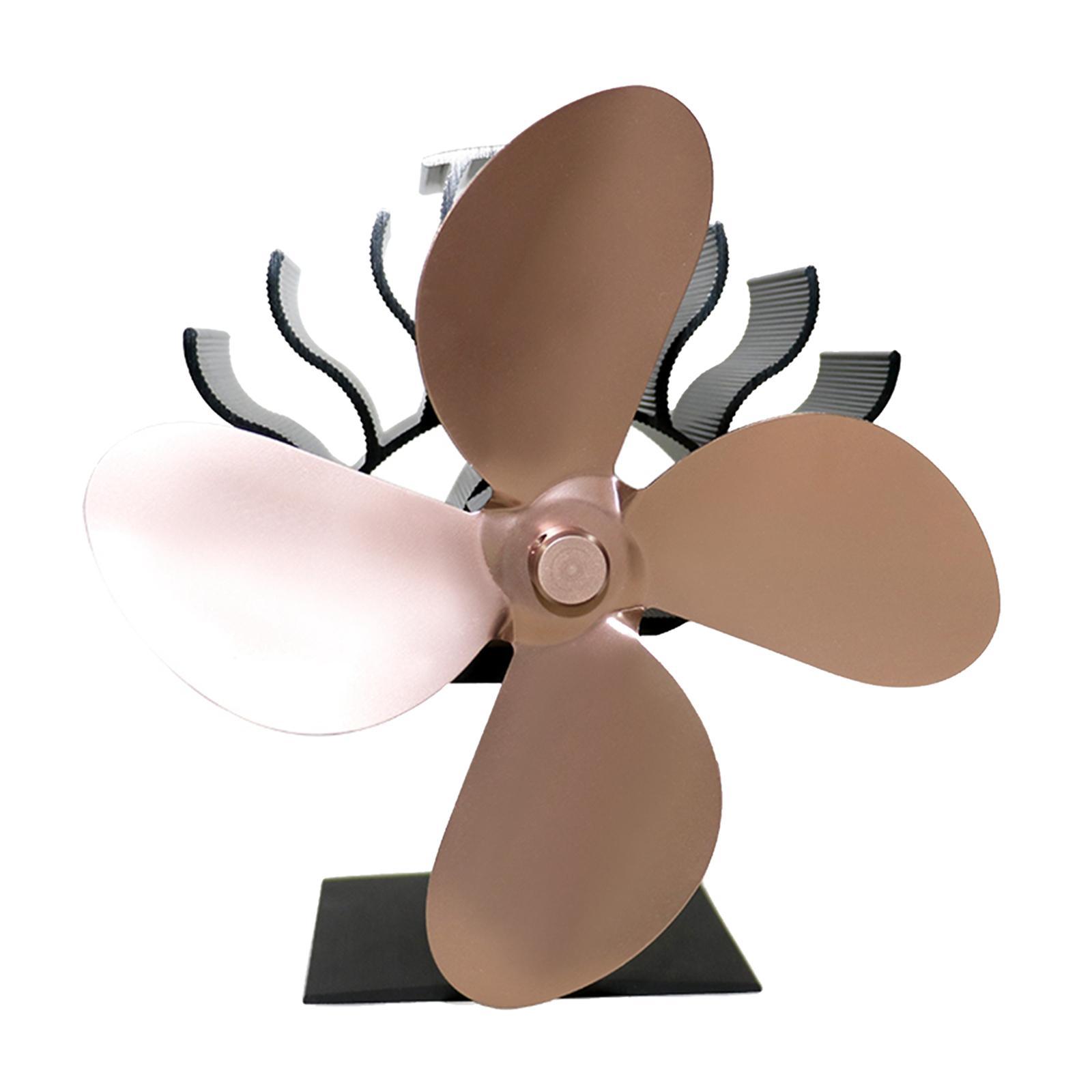 4-Blade Heat Powered Stove Burner Fan Wood/Log Burner/Fireplace Warm