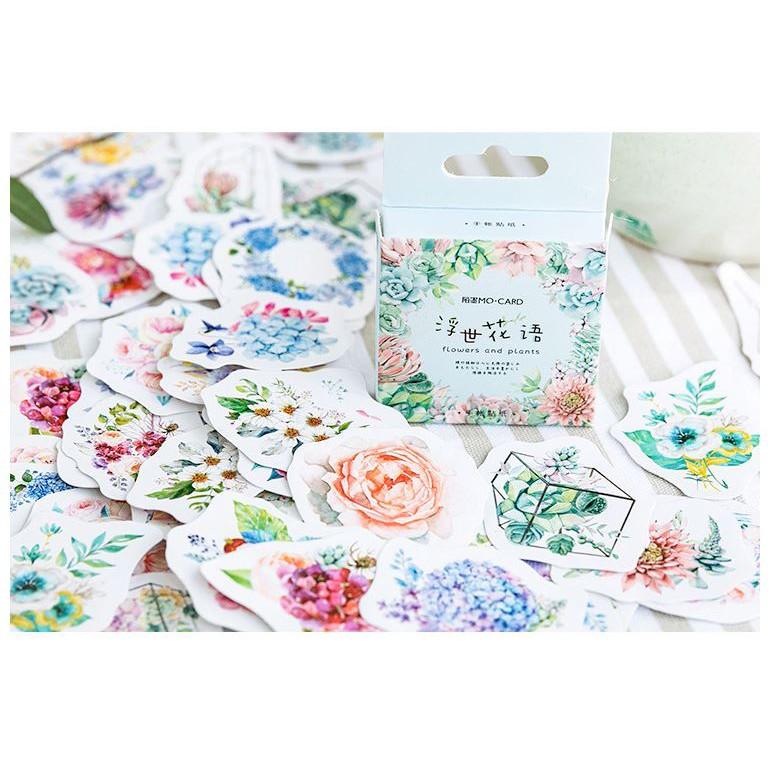 Bộ 45 Sticker Hàn Quốc hình hoa đẹp dán trang trí E02