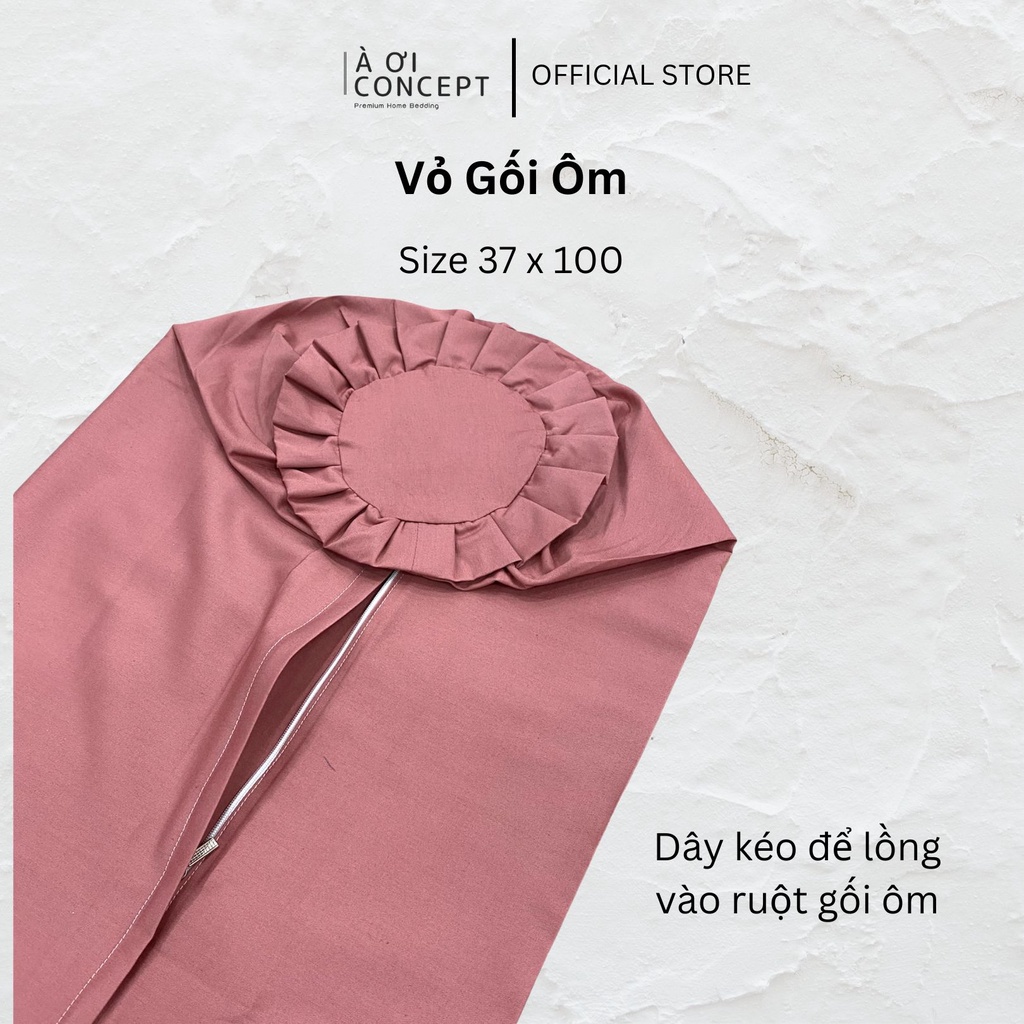 Vỏ Gối Ôm Cotton Satin Hàn Quốc Cao Cấp À Ơi Concept Hoạ Tiết Nhiều màu Dây kéo khoá Size 37x100 cm