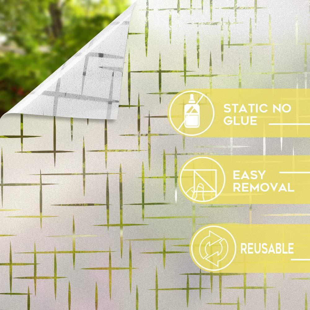 Phim cửa sổ tĩnh Depoli Đổ bảo vệ vitre Bảo vệ Vitre Intimité Electrostatique Fenetre không dính nhãn dán UV Sticker Cross cho văn phòng tại nhà và nhà bếp 45x200cm
