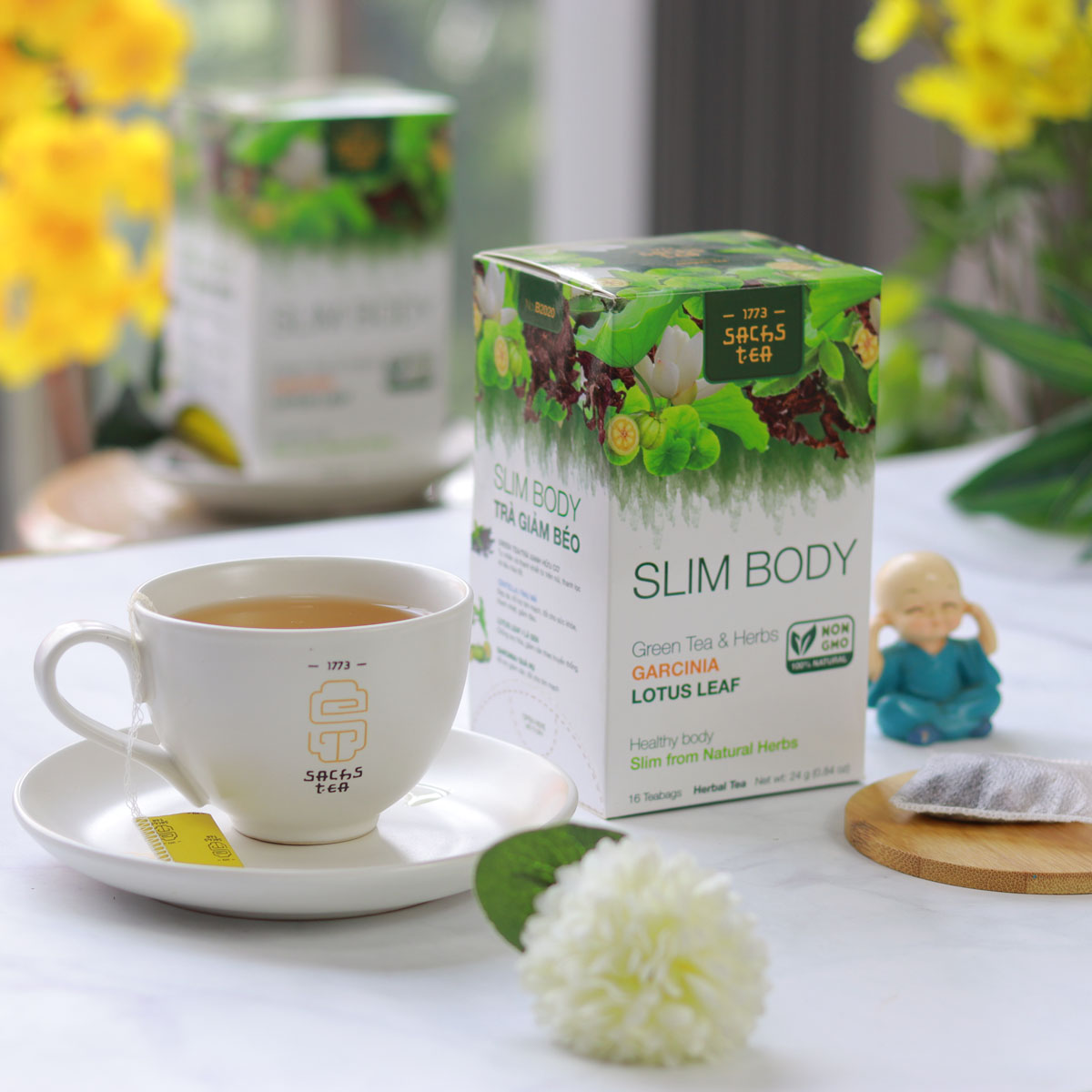 Trà giảm cân Slimbody B2020 SACHSTEA giữ gìn vóc dáng, thanh lọc cơ thể, giảm hấp thu chất béo, thành phần thảo dược tự nhiên hiệu quả an toàn cho mọi lứa tuổi 16 túi/hộp