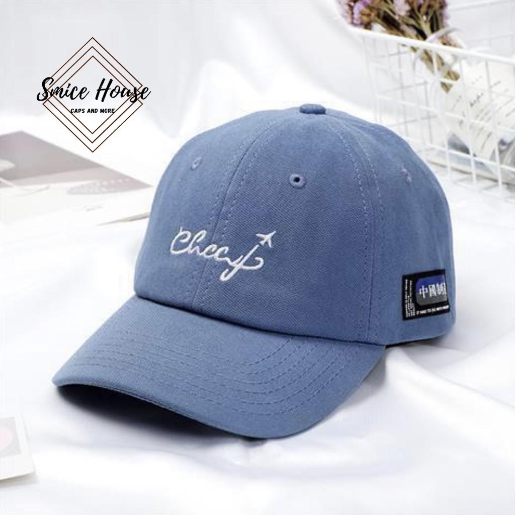 Nón lưỡi trai nam nữ vải nhung mềm mịn thêu chữ phong cách Hàn có thể điều chỉnh size mũ che nắng mùa hè- Smice House
