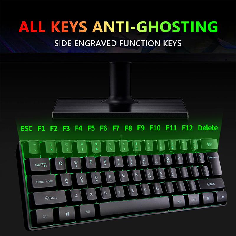 60% Có Dây Chơi Game, RGB Backlit Siêu Nhỏ Mini