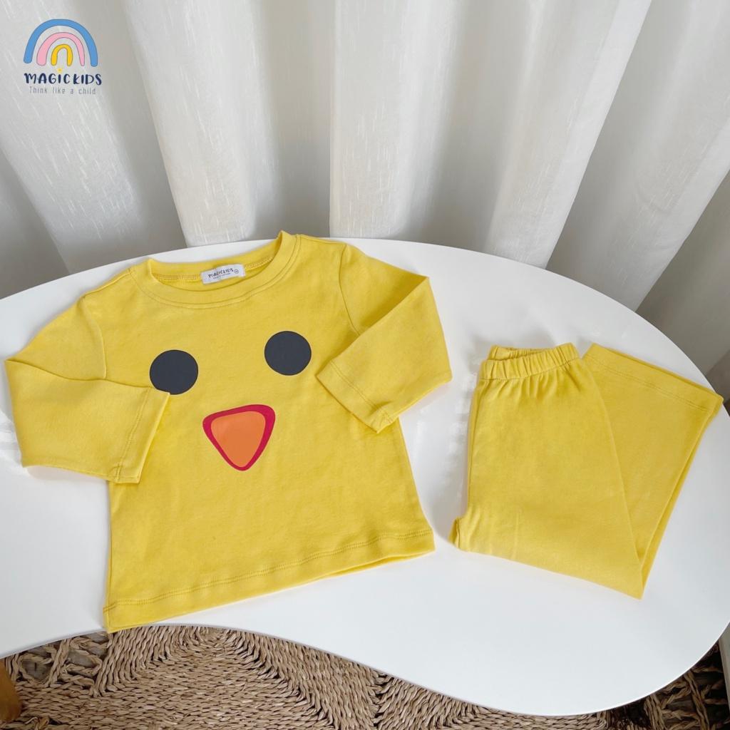 Bộ thun dài tay cho bé trai bé gái Magickids chất cotton zip ôm body giữ ấm in hình nhiều màu Quần áo trẻ em BR22038