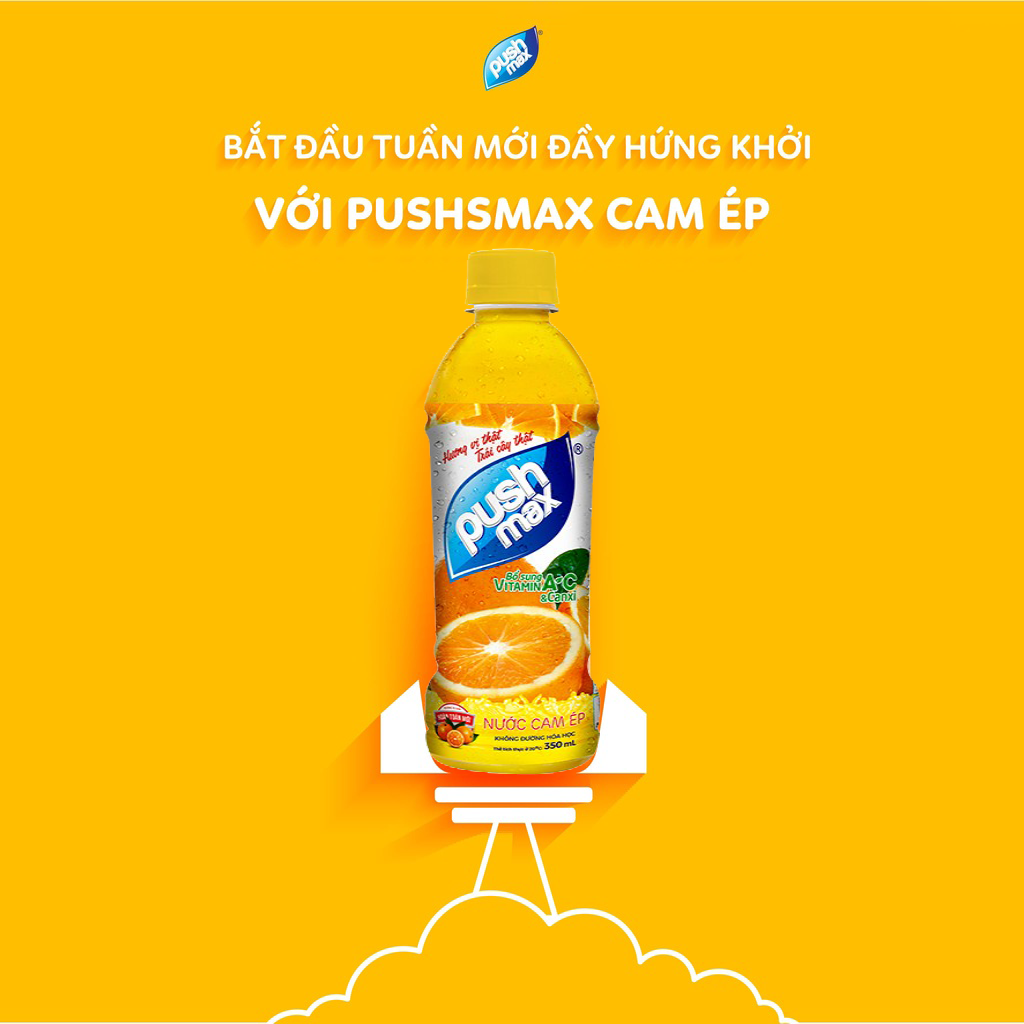 Thùng 24 Chai Nước Cam Ép Pushmax Hương Vị Tự Nhiên