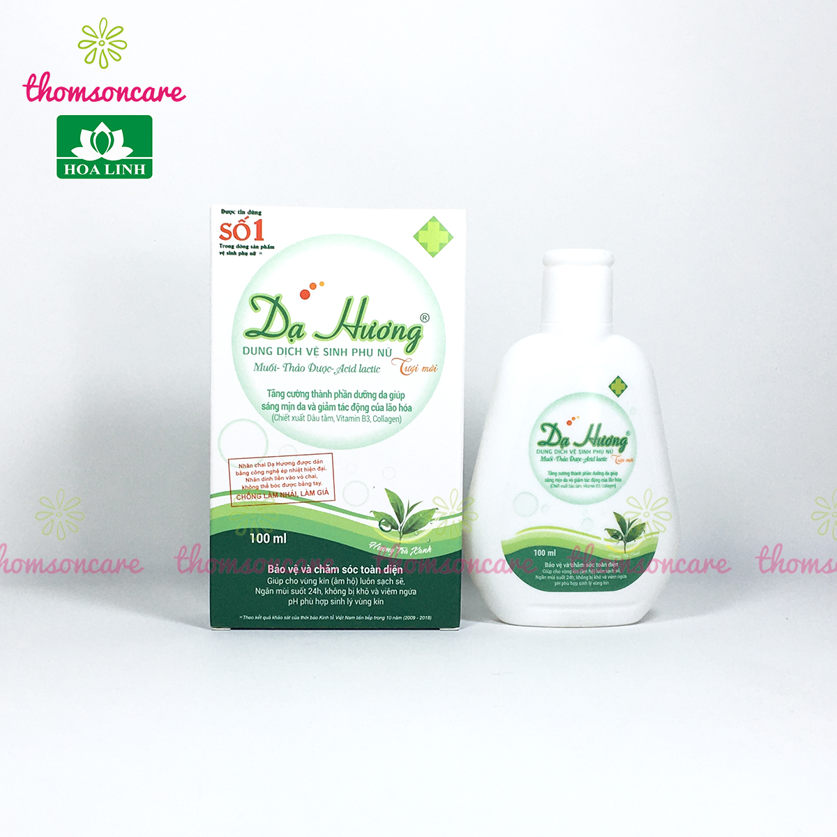 Dung dịch vệ sinh phụ nữ Dạ hương - Chai 100ml của Hoa Linh - Nước rửa phụ khoa, vùng kín hoàn toàn từ thảo dược