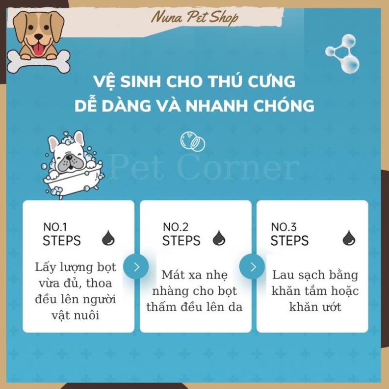 Sữa tắm khô cho chó mèo Borammy dạng bọt giúp khử mùi, diệt khuẩn và dưỡng lông (400ml)